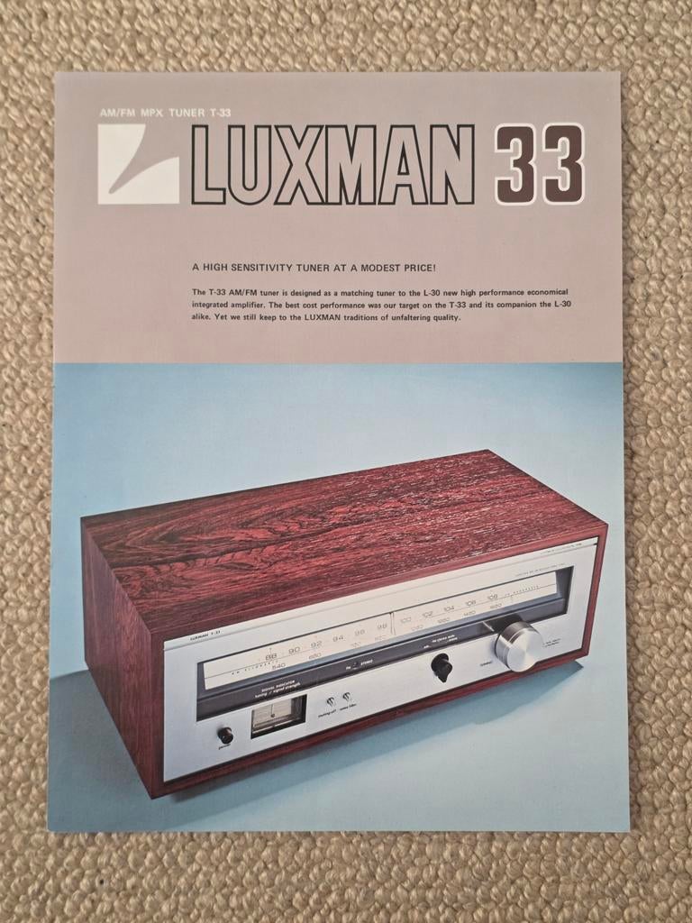 Vintage Folder Luxman T-33 Tuner, Ophalen of Verzenden, Zo goed als nieuw
