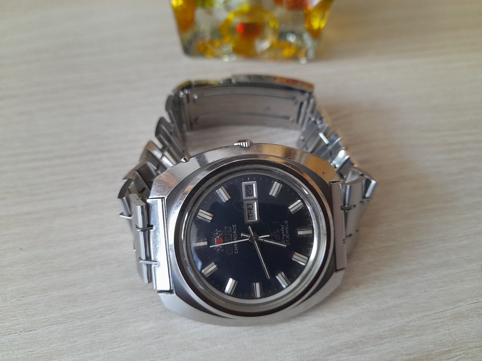 Vintage Orient automatisch horloge 27 Jewels, Staal, Staal, Polshorloge, Zo goed als nieuw