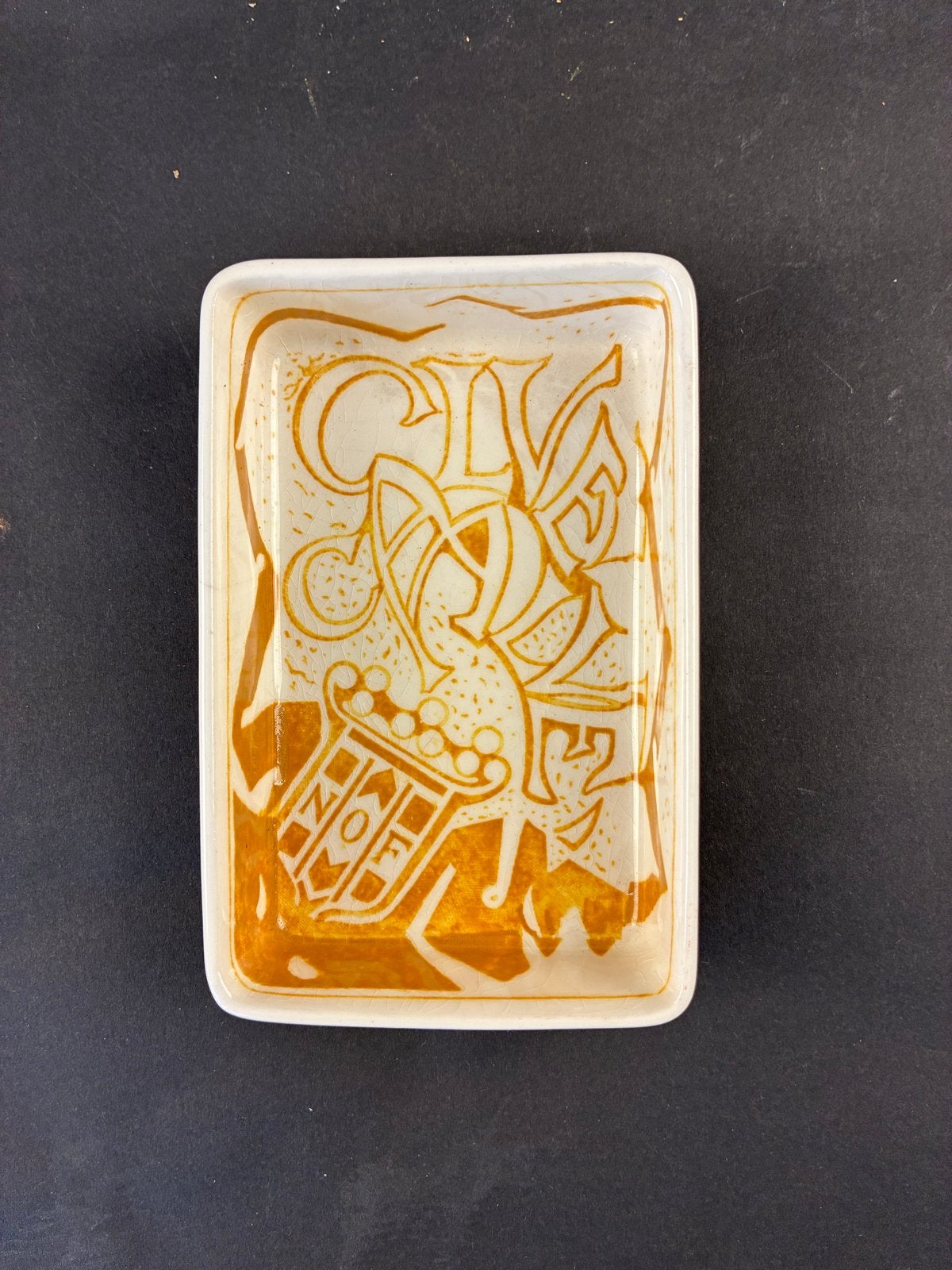 Antiek Art Nouveau Reclamebakje Calvé – NOF Delft, Ophalen of Verzenden