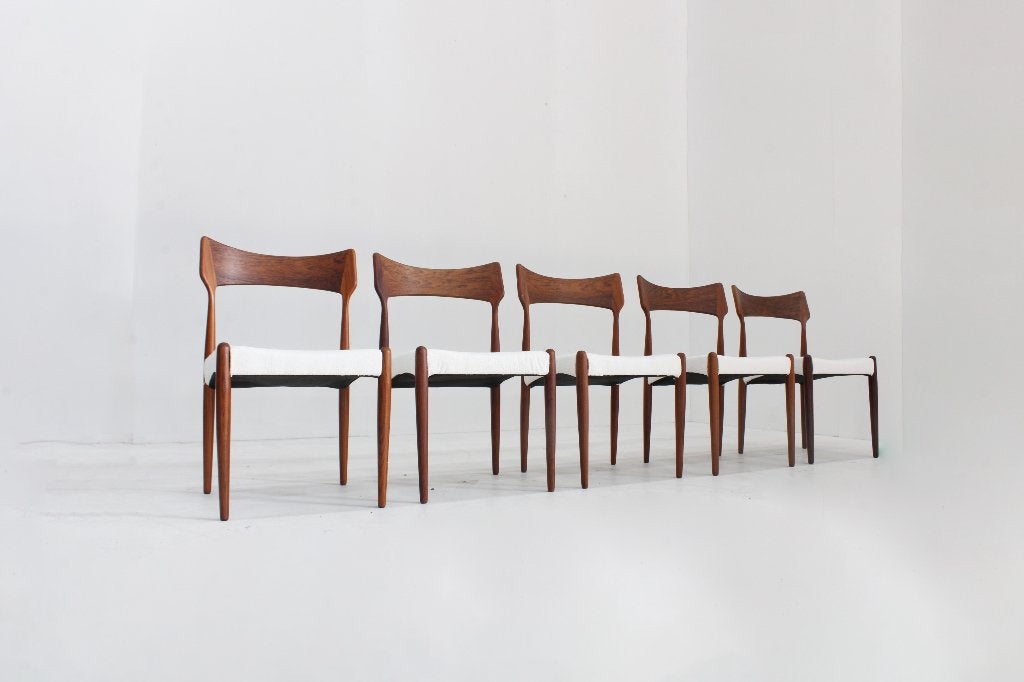 Set Vintage deense eetkamer stoelen Bernhard Petersen