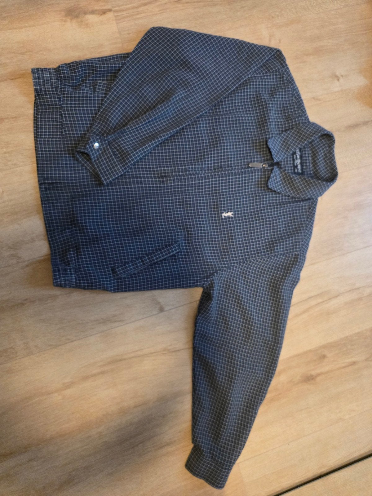 Vintage YSL Harrington Bomberjack - Donkerblauw Ruitpatroon, Ophalen of Verzenden, Gedragen, Maat 46 (S) of kleiner, Yves Saint Laurent