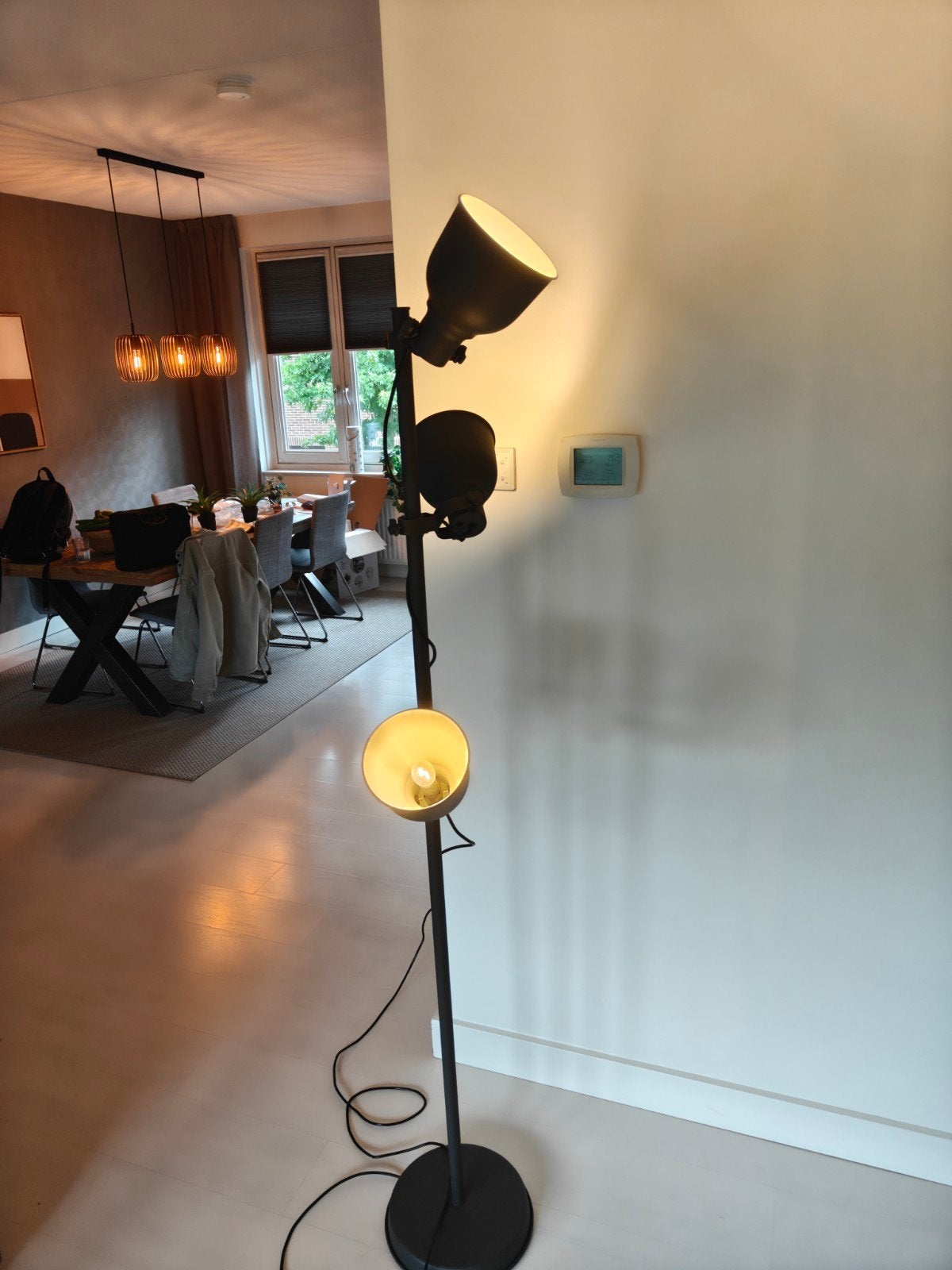 Zwarte vloerlamp met 3 verstelbare spots, Ophalen, Gebruikt, Modern, Industrieel, Metaal