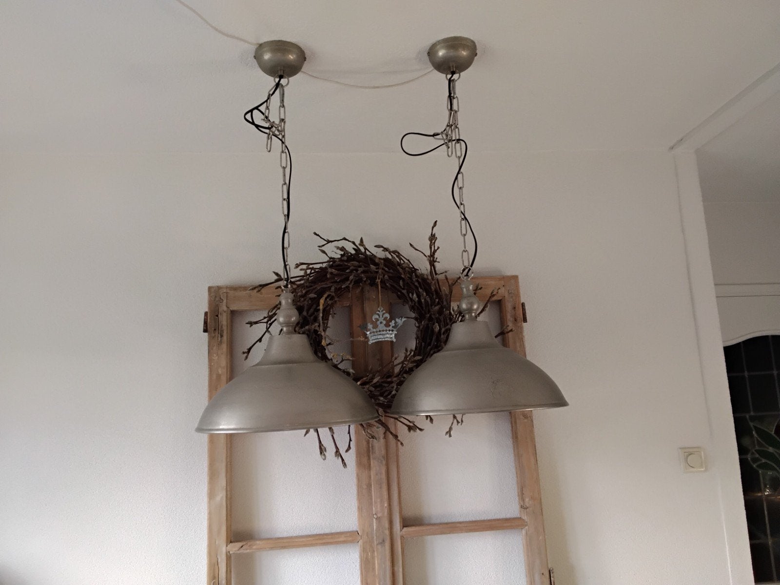 2 Prachtige bewerkt metalen hanglampen, Ophalen, Metaal, Meerdere stylen, E27 (groot)