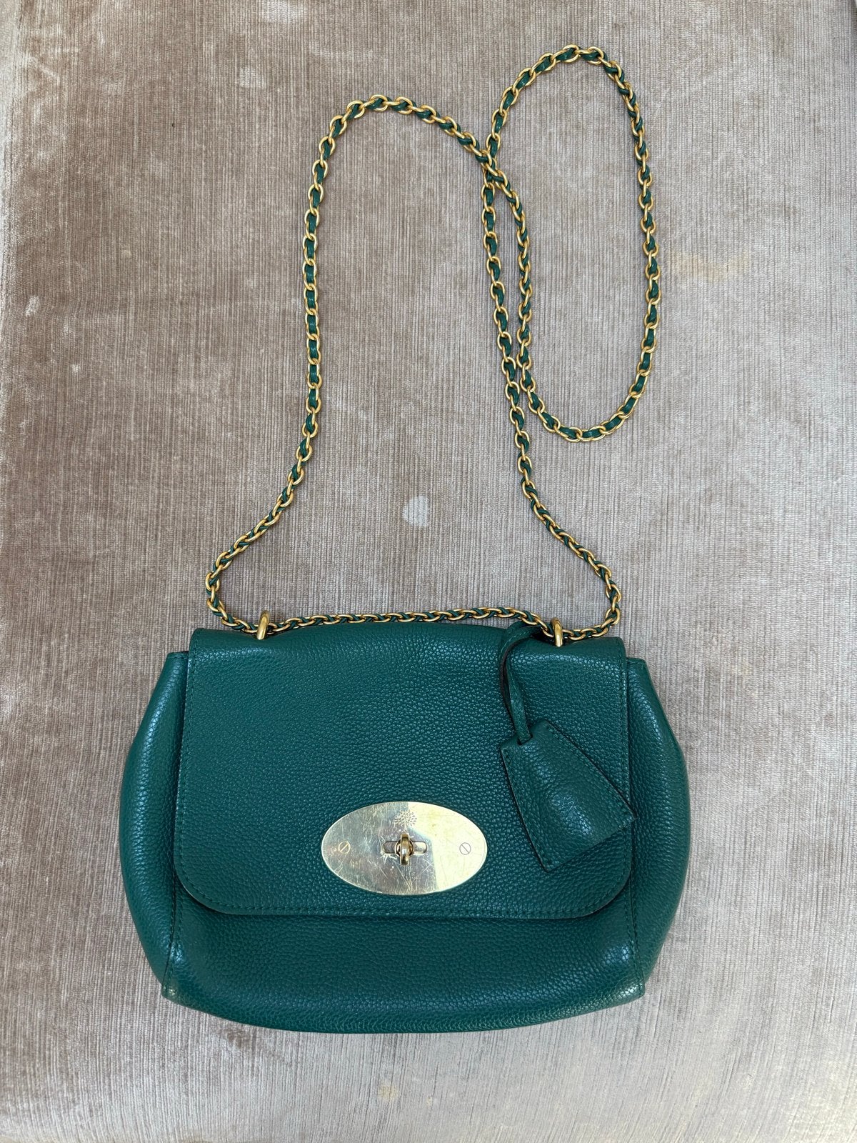 Mulberry Schoudertasje Groen met Gouden Ketting, Ophalen of Verzenden, Gebruikt, Groen, Schoudertasje