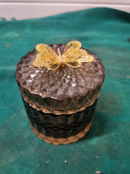 pot glas met vlinder rond, Ophalen of Verzenden, 'T Olde Gre-j, Info@toldegrej.nl, Endepoelstraat 20f Didam