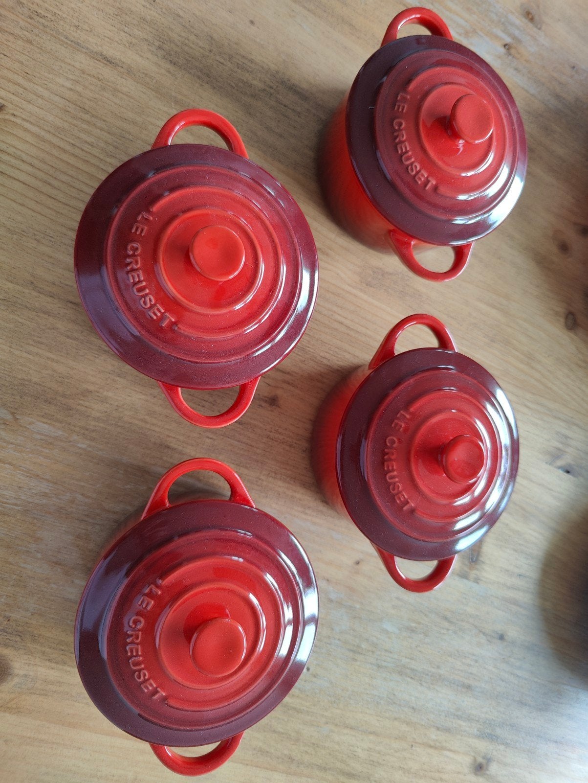 Le Creuset Mini Cocottes - Set van 4, Huis en Inrichting, Keuken | Potten en Pannen, Ophalen, Gietijzer, Le Creuset, Zo goed als nieuw