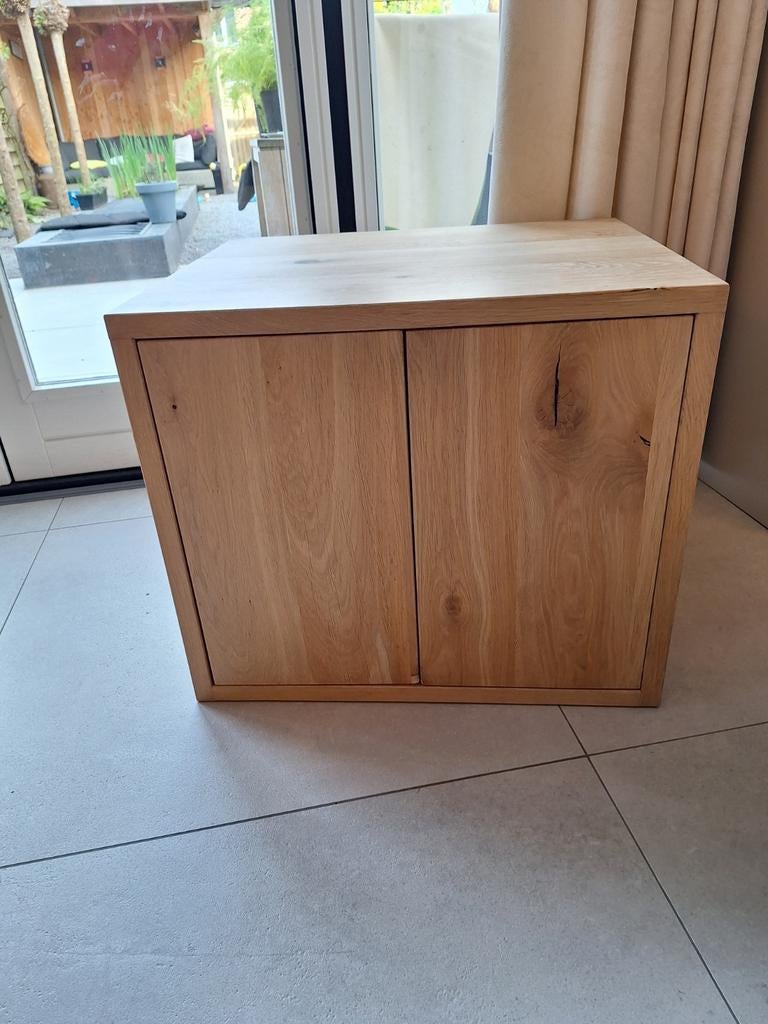 Houten TV/Audio Meubel met Ventilatie - 70x58x60 cm, Ophalen, Gebruikt, Eikenhout, 50 tot 100 cm
