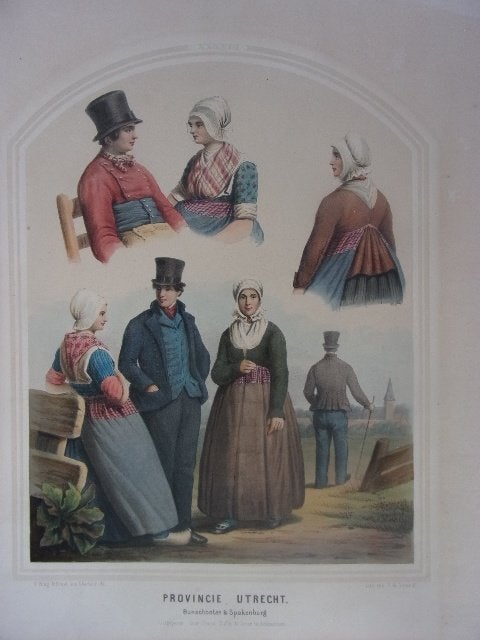 Klederdracht Bing & Braet Utrecht Bunschoten Spakenburg 1857, Origineel, Dagelijks leven, 1800 - 1899, Ophalen of Verzenden