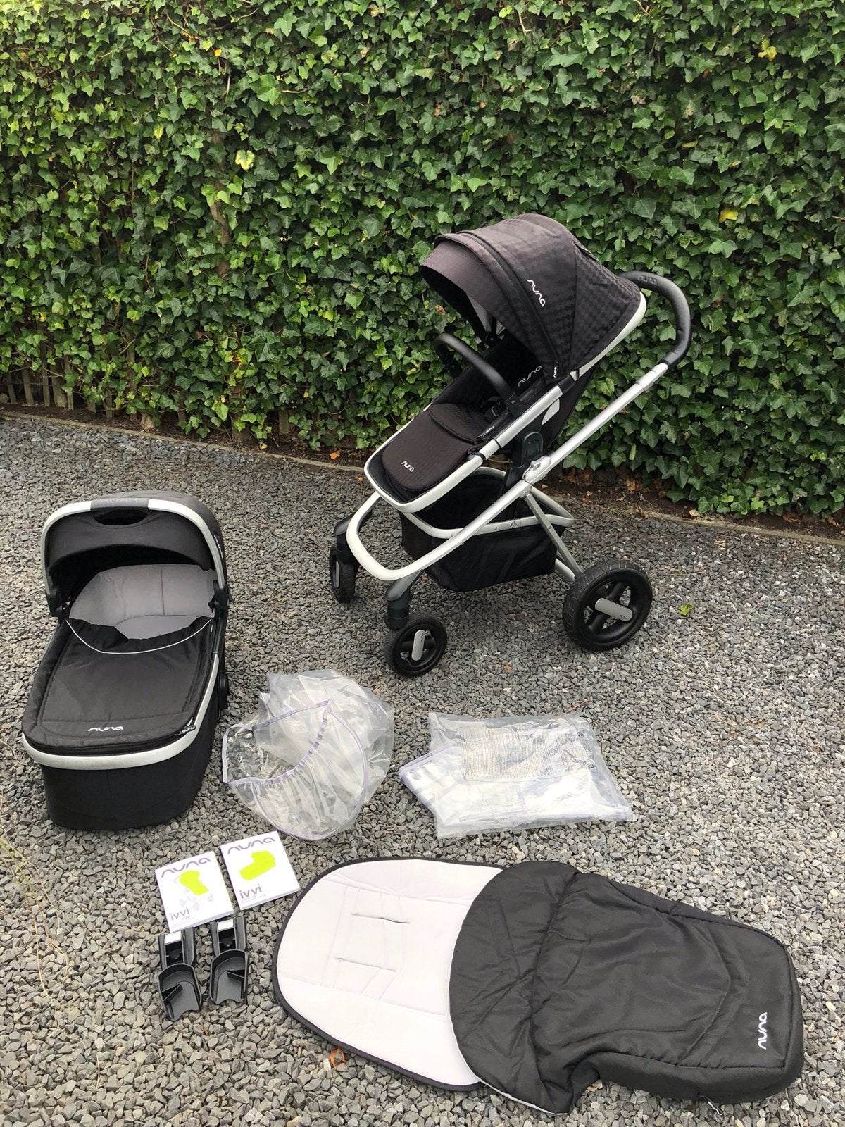 Nuna Ivy Savi Kinderwagen Zwart, Verstelbare duwstang, Zo goed als nieuw, Combiwagen, Ophalen