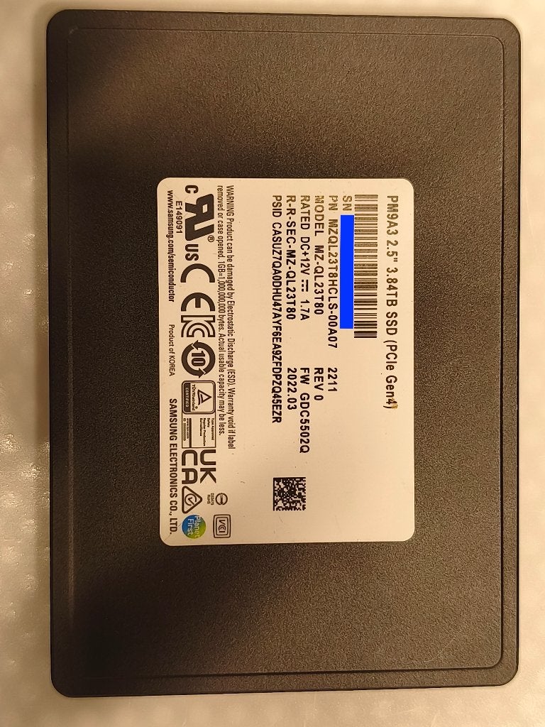 Samsung PM9A3 3.84TB NVMe SSD MZQL23T8HCLS-00A07, Intern, 3.84TB, Ophalen of Verzenden, Zo goed als nieuw