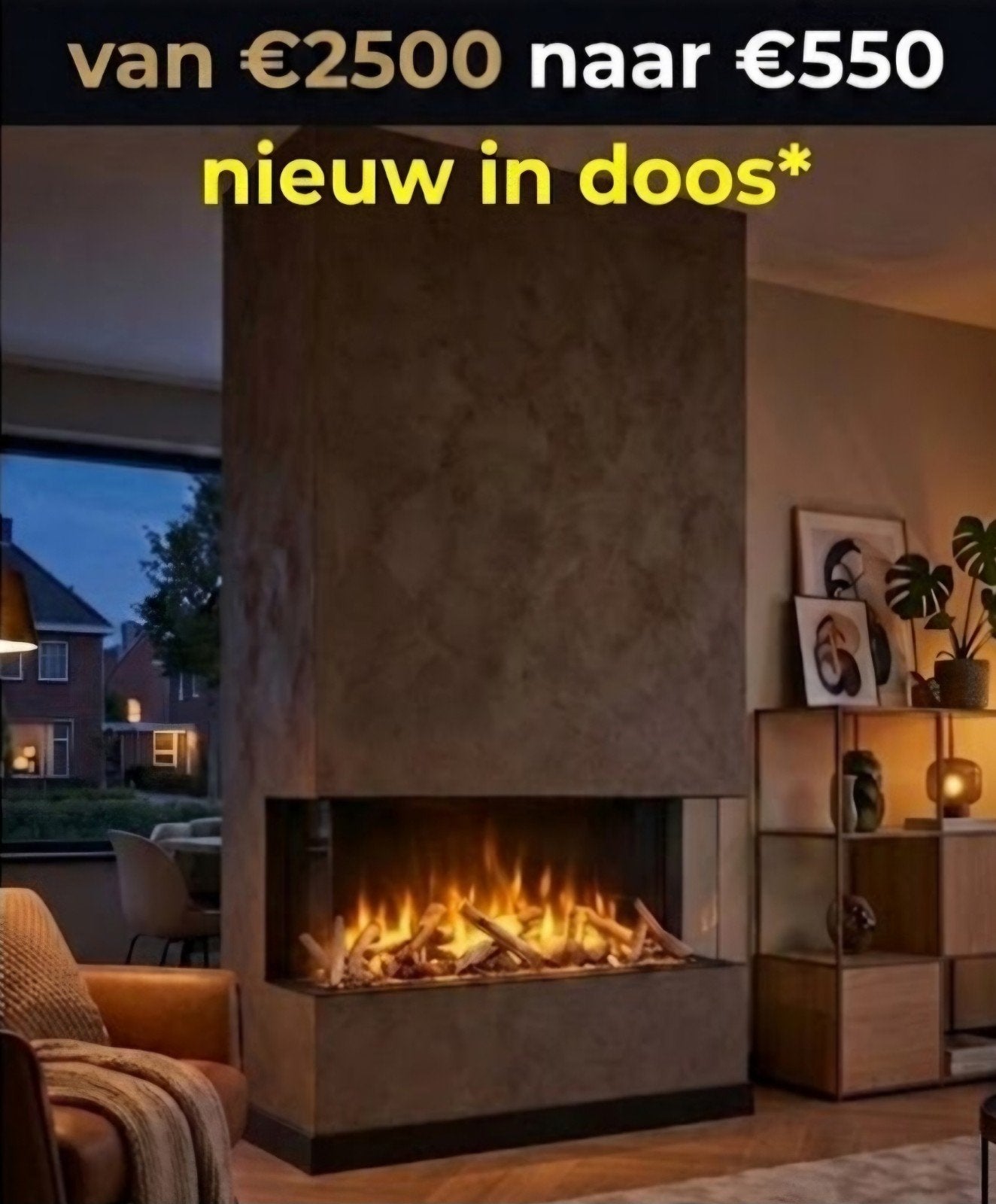 elektrische sfeerhaard met een extra hoge ruit, Huis en Inrichting, Haarden, Ophalen of Verzenden, Nieuw, Inbouwhaard, Elektrische haard