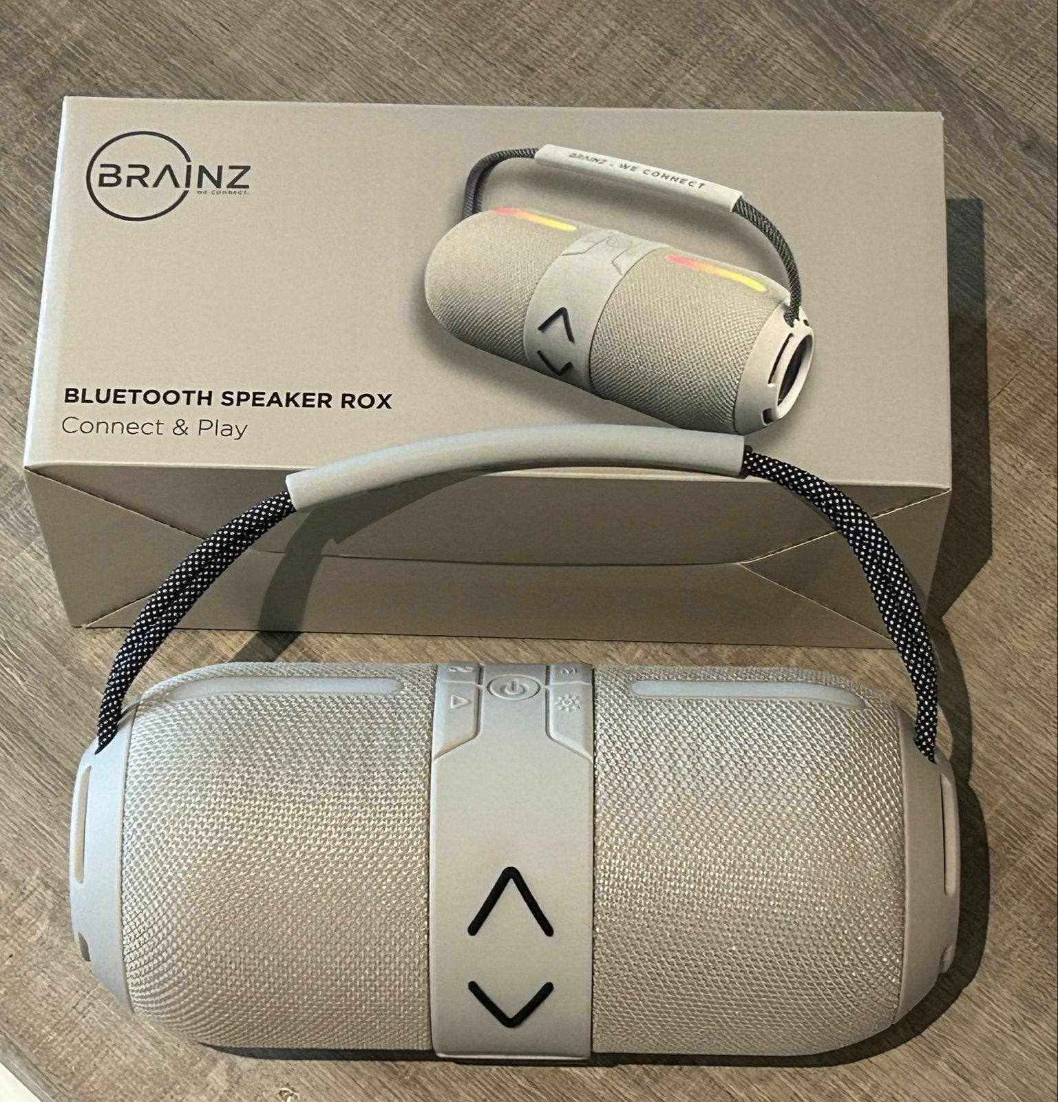 Brainz Bluetooth Speaker met LED - 2x 7W - Beige, Nieuw, Draagbare speaker, Bluetooth, Minder dan 60 watt