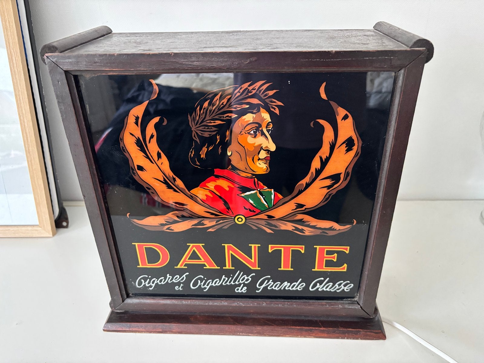 Vintage Dante Sigaren Lichtbak -  Reclame tabak, Ophalen of Verzenden, Gebruikt, Lichtbak of (neon) lamp