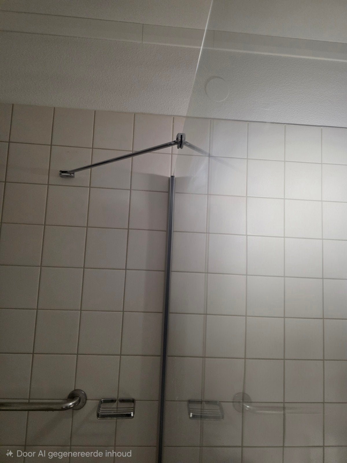 Glazen douchewand met stang en bevestiging, Ophalen, Gebruikt, Glas, Douche