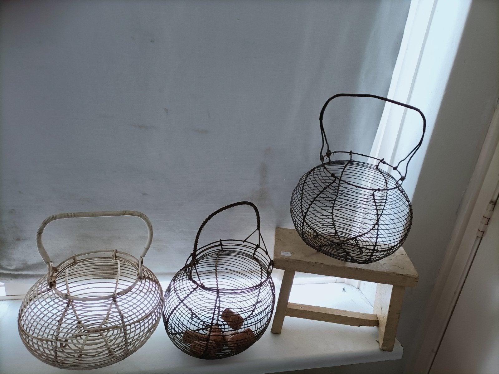3 brocante eiermandjes, Ophalen of Verzenden