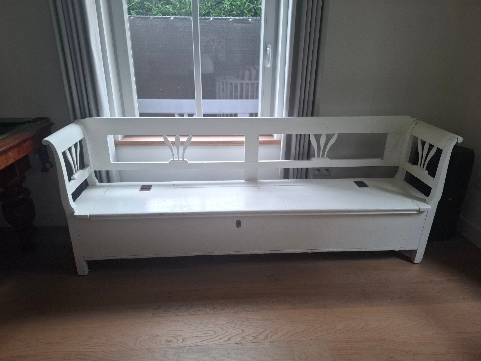 Oude klepbank 220 cm, Antiek en Kunst, Ophalen