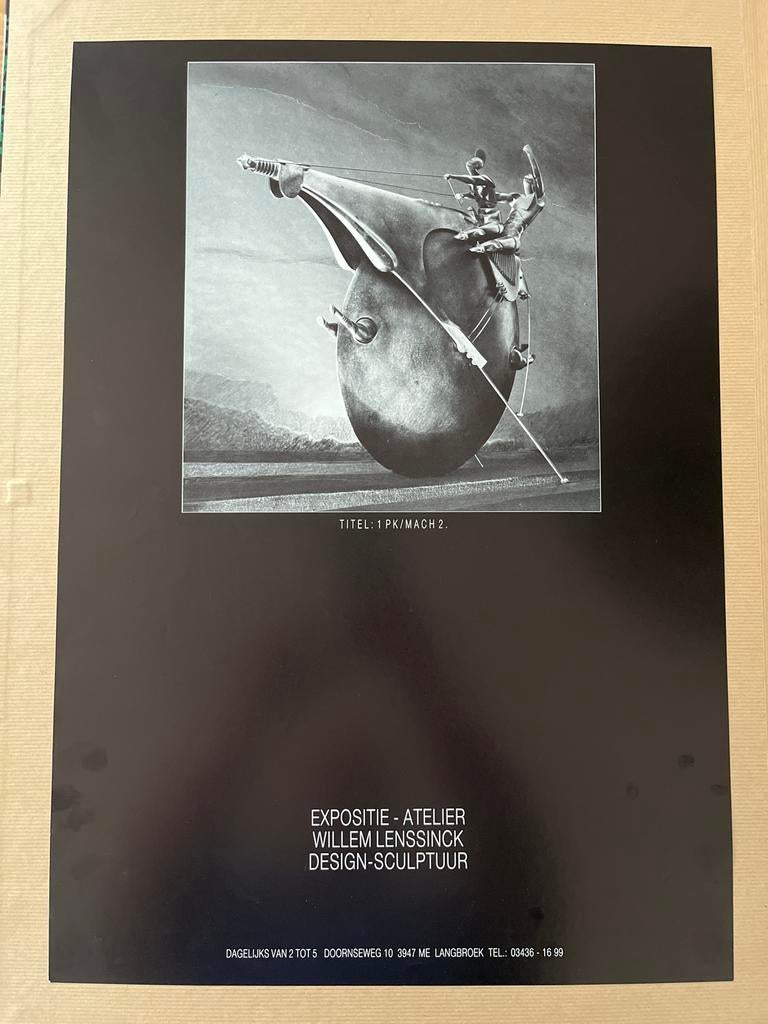 Poster Willem Lenssinck - 1 PK/MACH 2 - Expositie, Verzamelen, Posters, Gebruikt, Overige onderwerpen, A1 t/m A3, Rechthoekig Staand