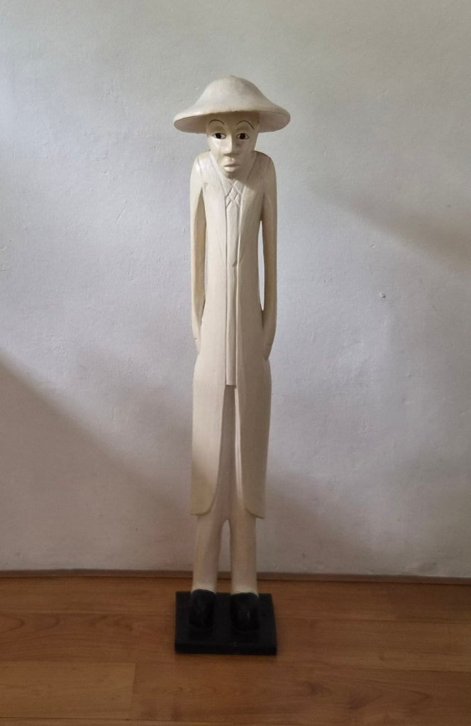 koloniaal beeld, Antiek en Kunst, Kunst | Beelden en Houtsnijwerken, Houtsnijwerk, Hout, Beschilderd, Overige stijlen