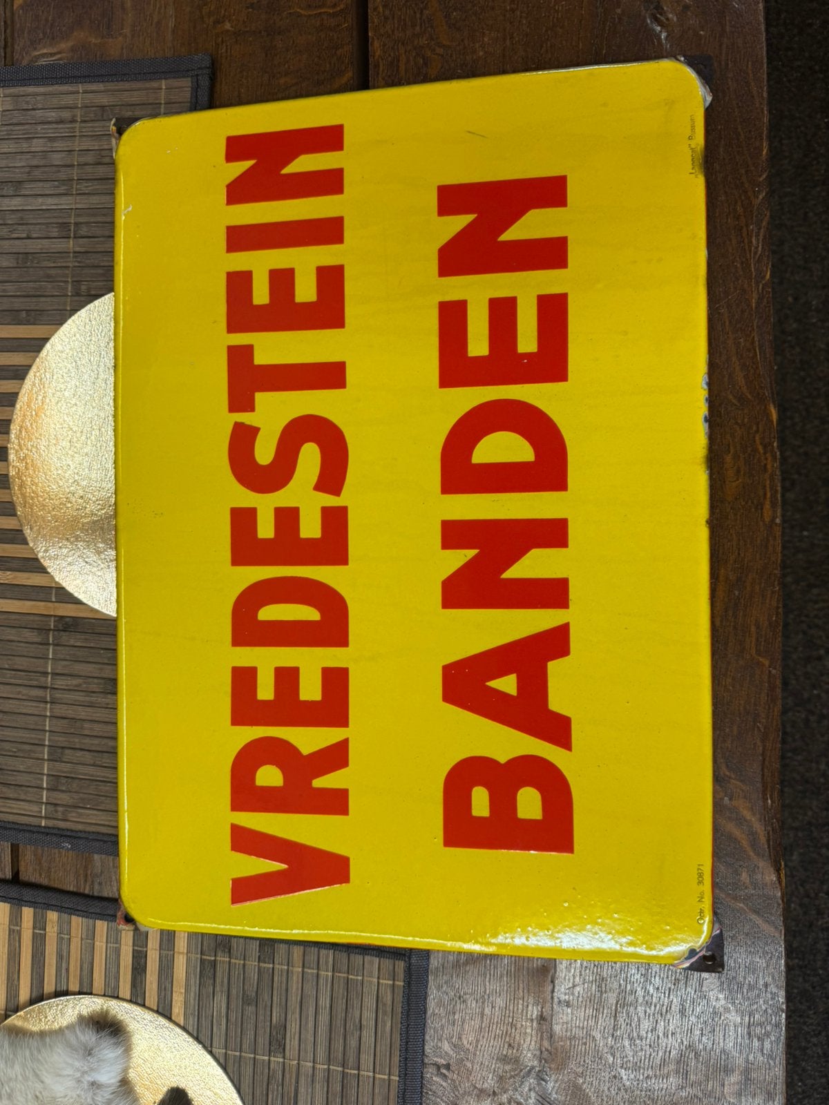 Vredestein emaille bord Langcat (Nr: 2244), Ophalen