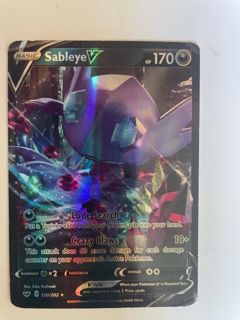 Pokémon kaart Sableye V 170 HP, Ophalen, Gebruikt, Losse kaart, Foil