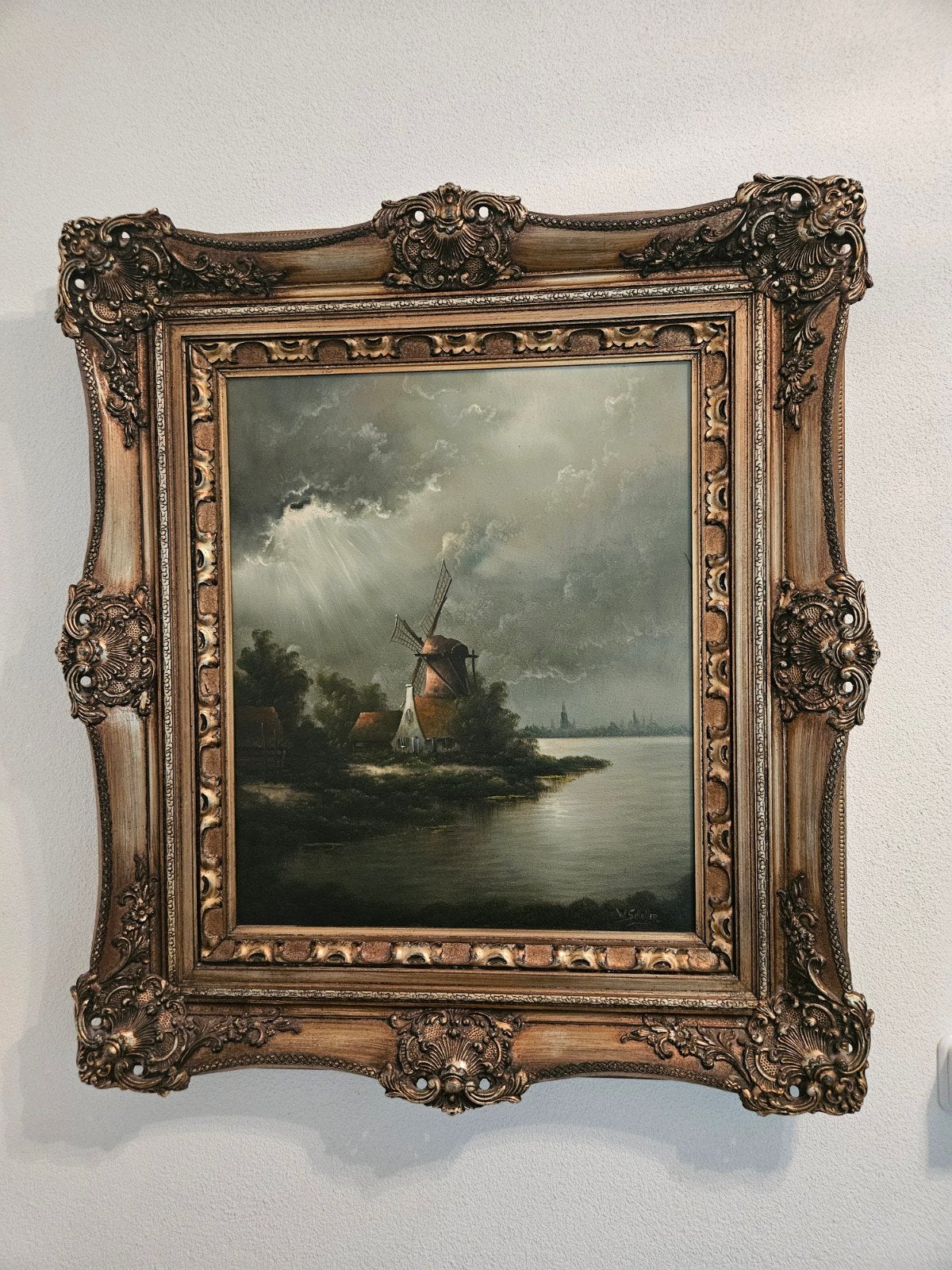 Prachtig groot schilderij van W. Schuller, Ophalen