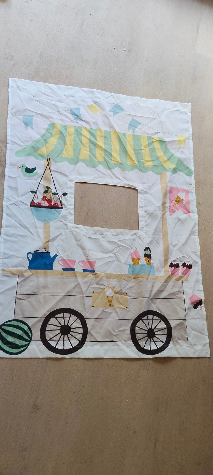 Bedgordijn voor IKEA Kura bed - Bakkerij/IJscowagen, Gebruikt, Gordijnen of Lamellen, Ophalen of Verzenden, Meerkleurig
