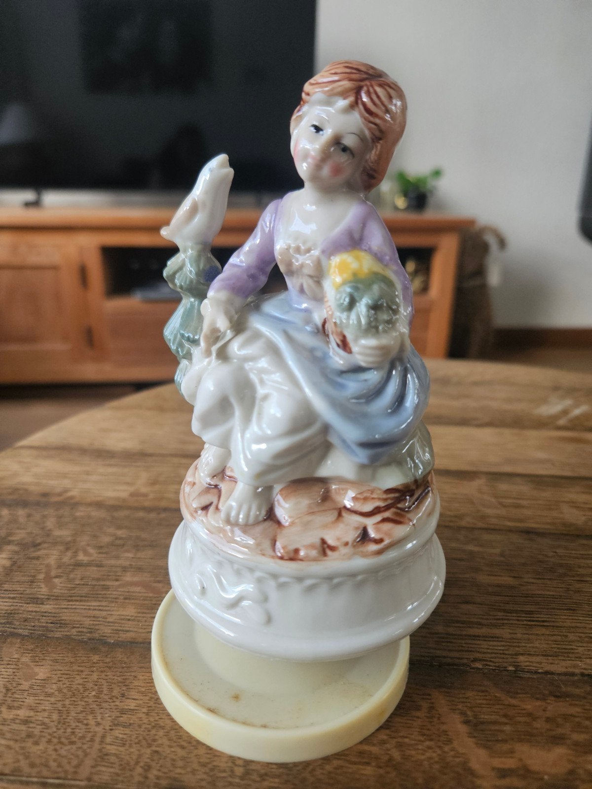 Vintage Porseleinen Muziekdoos - Meisje met Vogeltje, Ophalen of Verzenden