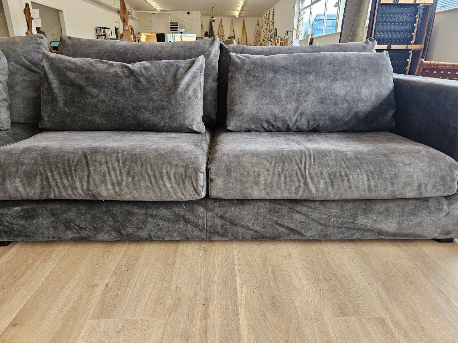 Groene Velvet hoekbank met ruime zitting, Ophalen, 125 cm of meer, 125 cm of meer, Home Friesland