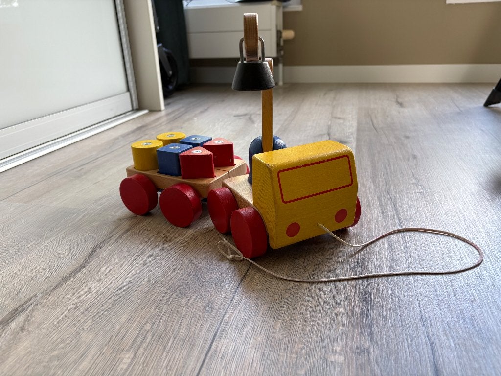 Houten takelwagen, Ophalen, Gebruikt, Duw- of Trekspeelgoed