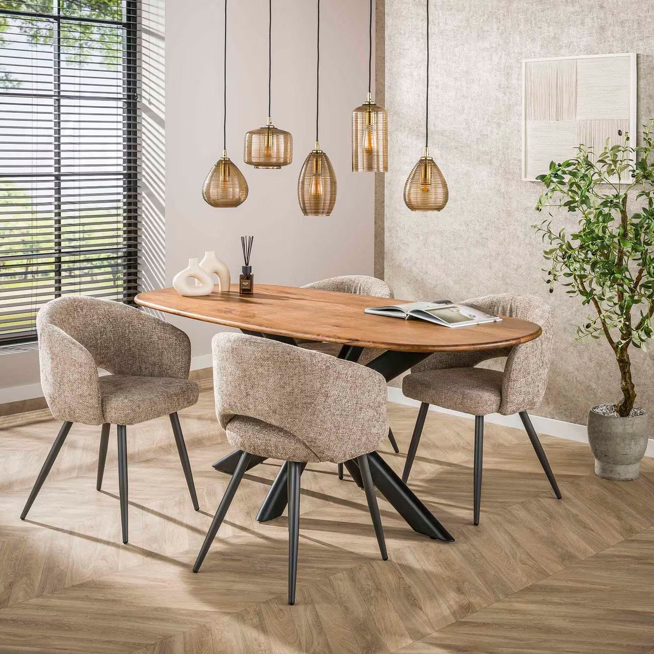 Hanglamp Kirin Glas, 5-lamps van Lifestylefurn 
Breedte:	126, Ophalen, ., Glas, .