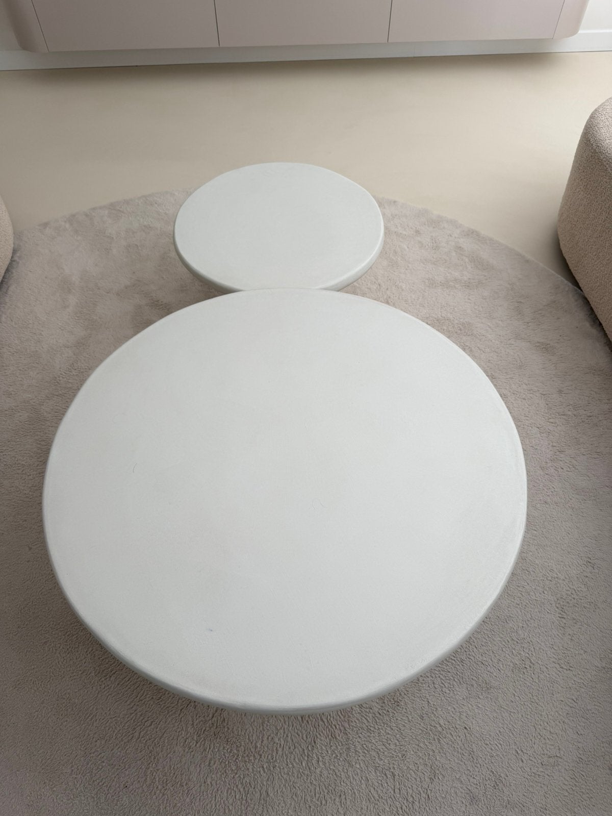 Salontafel Set Beton Cire/Artbeton creme wit, Huis en Inrichting, Tafels | Salontafels, Ophalen, Japandi, 50 tot 100 cm, Rond
