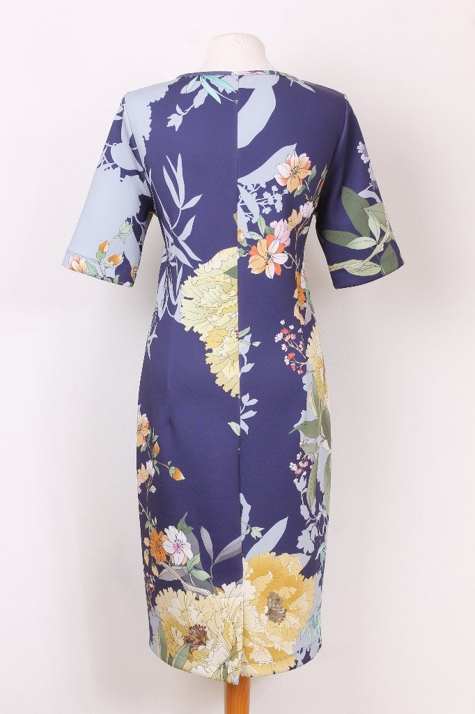 Gebloemde jurk van KYRA & CO maat 42, Blauw, Maat 42/44 (L), Ophalen of Verzenden, Zo goed als nieuw