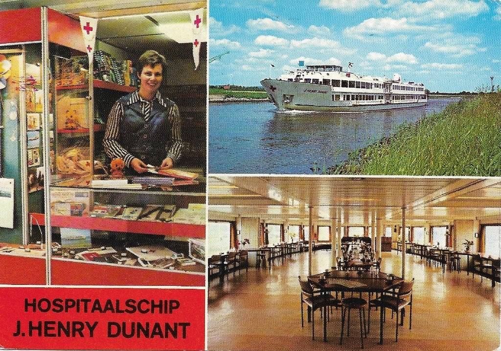 Ansichtkaart  ms J. Henry Dunant	Hospitaalschip  Rode Kruis, Verzenden, 1960 tot 1980, Gelopen, Voertuig