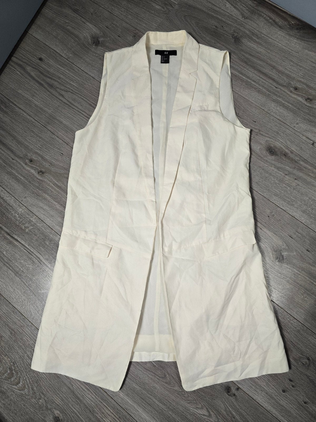 Creme dames lange gilet H&M, maat XS (PC5), Kleding | Dames, Bodywarmers, Ophalen of Verzenden, Zo goed als nieuw, Maat 34 (XS) of kleiner