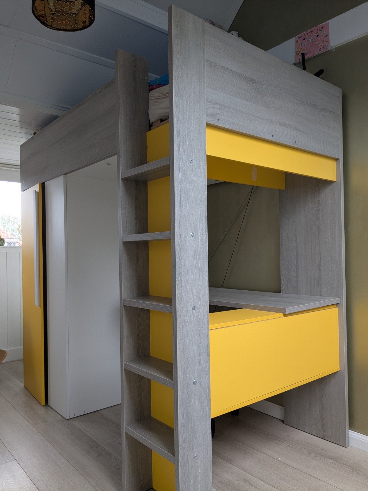Trasman Studio 1809 Hoogslaper met Bureau en Kast, Ophalen, Eenpersoons, 200 cm, 90 cm