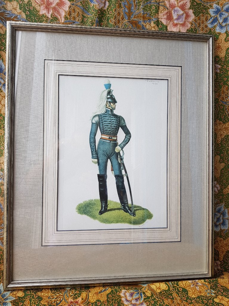 Mooie grote oude ingelijste militaria prent uit Engeland., Antiek en Kunst, Kunst | Litho's en Zeefdrukken, Ingelijst, Ophalen of Verzenden
