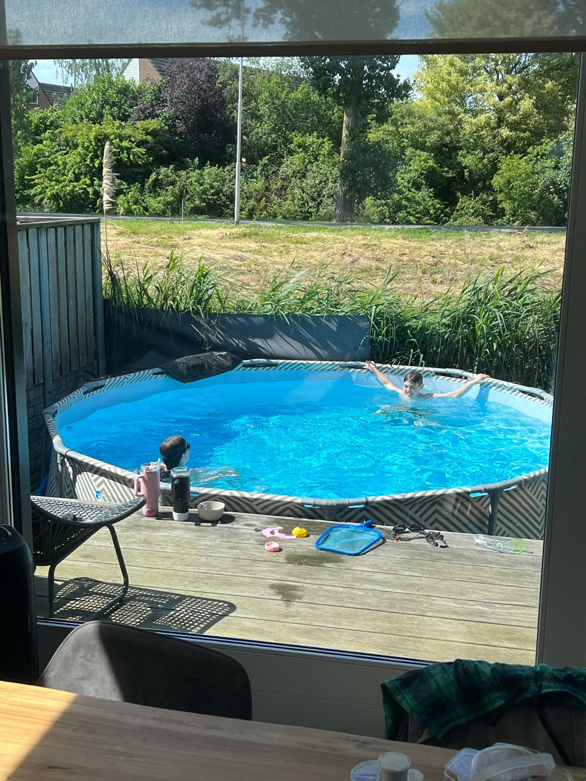 Zwembad met warmtepomp, glasfilter en toebehoren, Ophalen, Gebruikt, 80 tot 120 cm, Rond