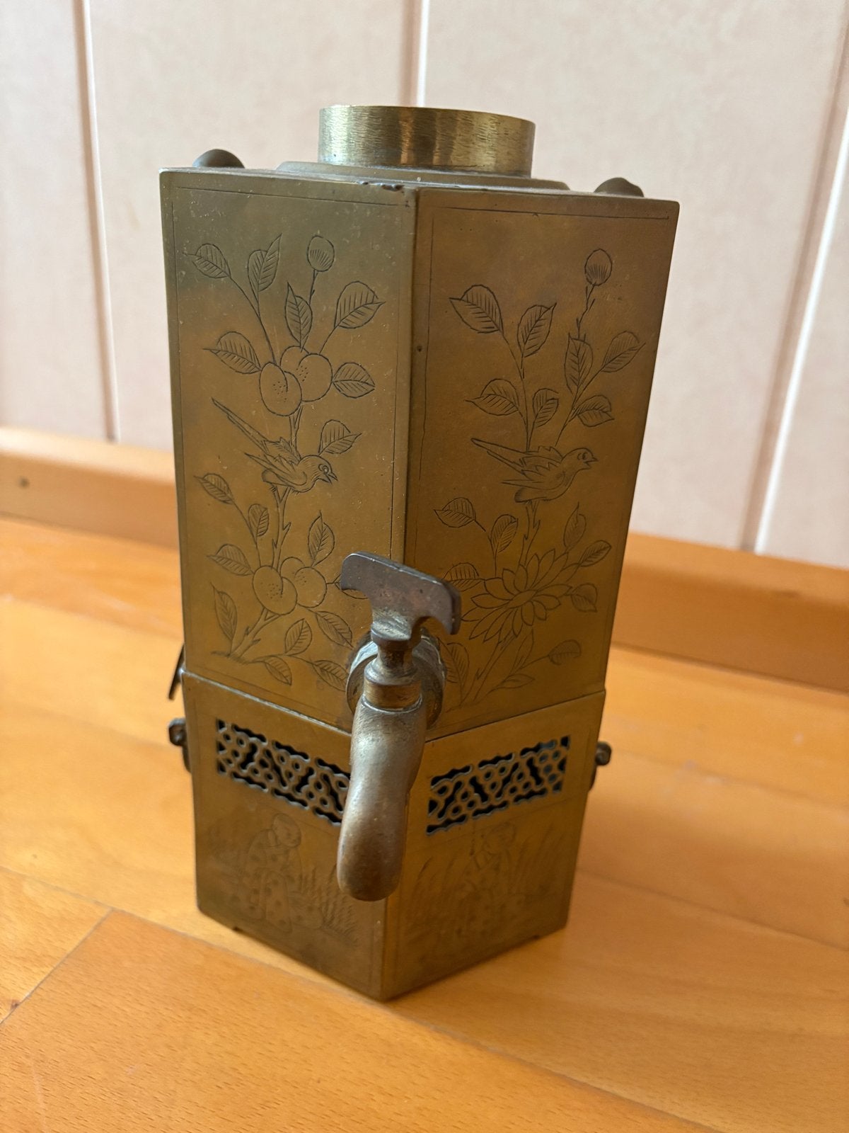 Antieke Chinese theepot/waterkoker van messing, Antiek en Kunst, Ophalen, Koper