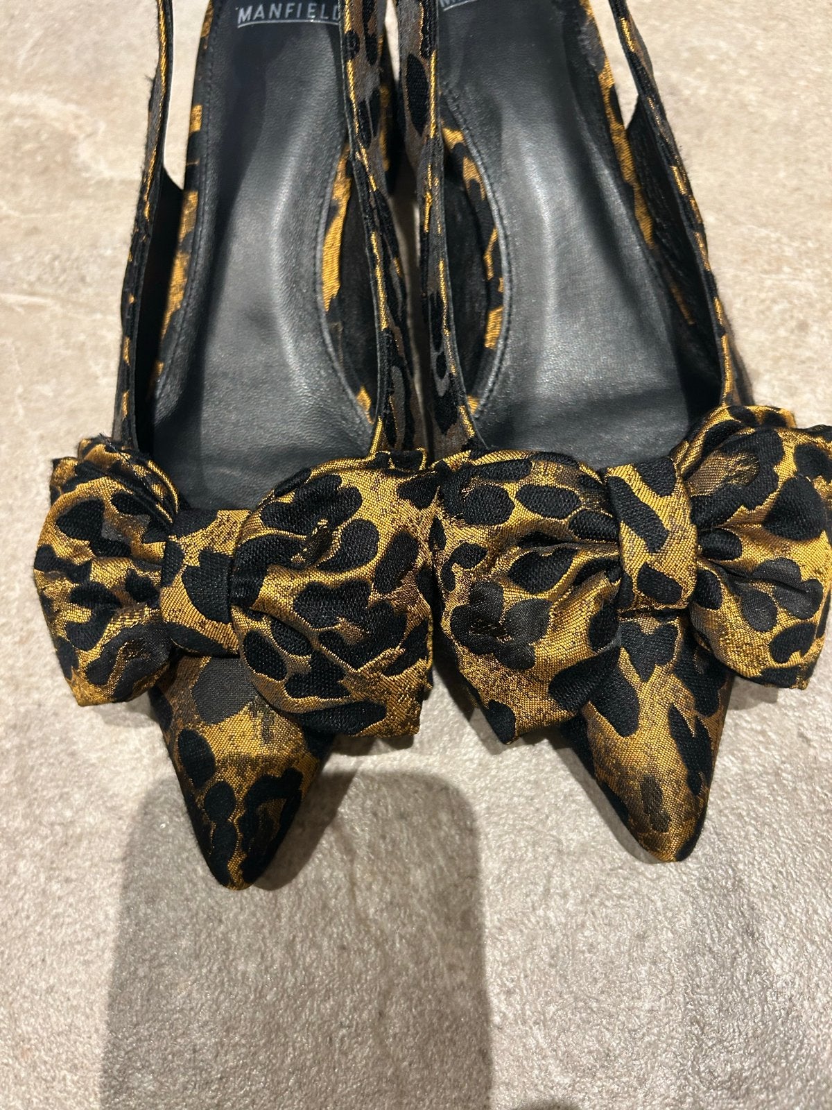 Manfield Zwarte Leopard Slingbacks met Strik, Kleding | Dames, Schoenen, Pumps, Zwart, Nieuw, Ophalen of Verzenden