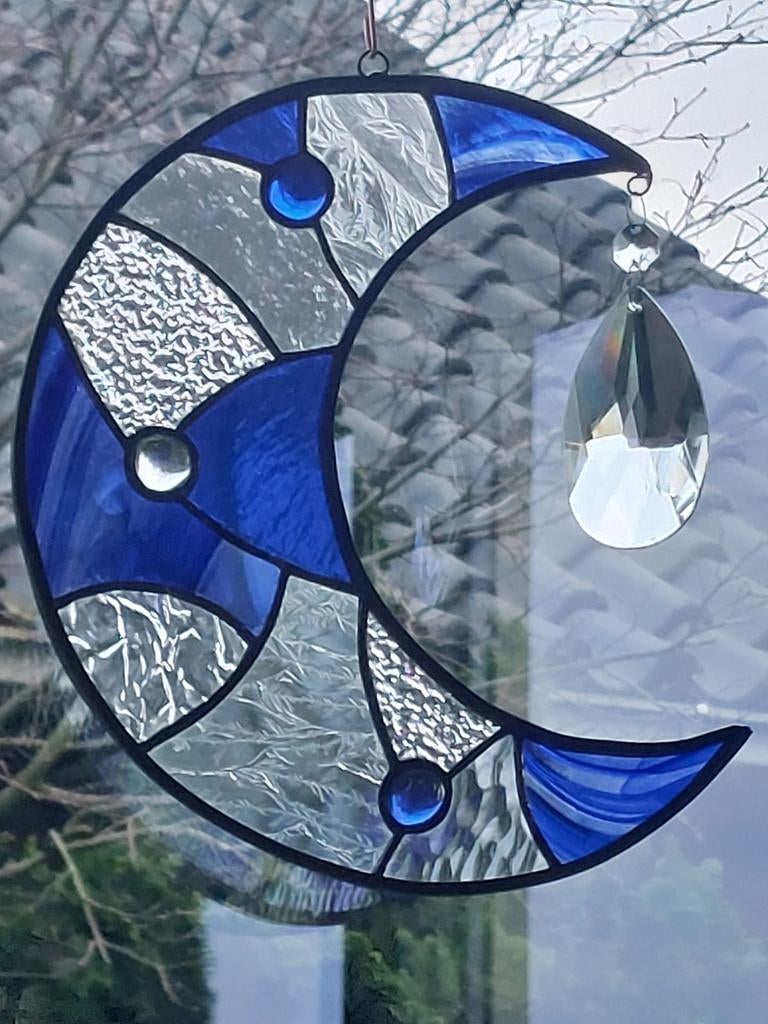 Suncatcher blauwe Raamhanger
Tiffany Glas in lood
Raamhanger, Ophalen of Verzenden