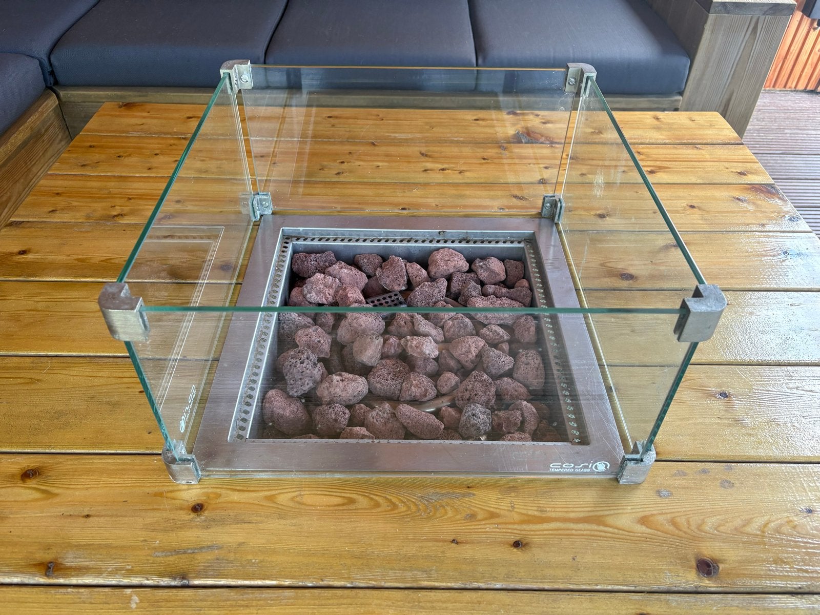 Cosi vuurkorf (40x40cm)  met gasfles en lavastenen, Ophalen, Gebruikt, Vuurkorf