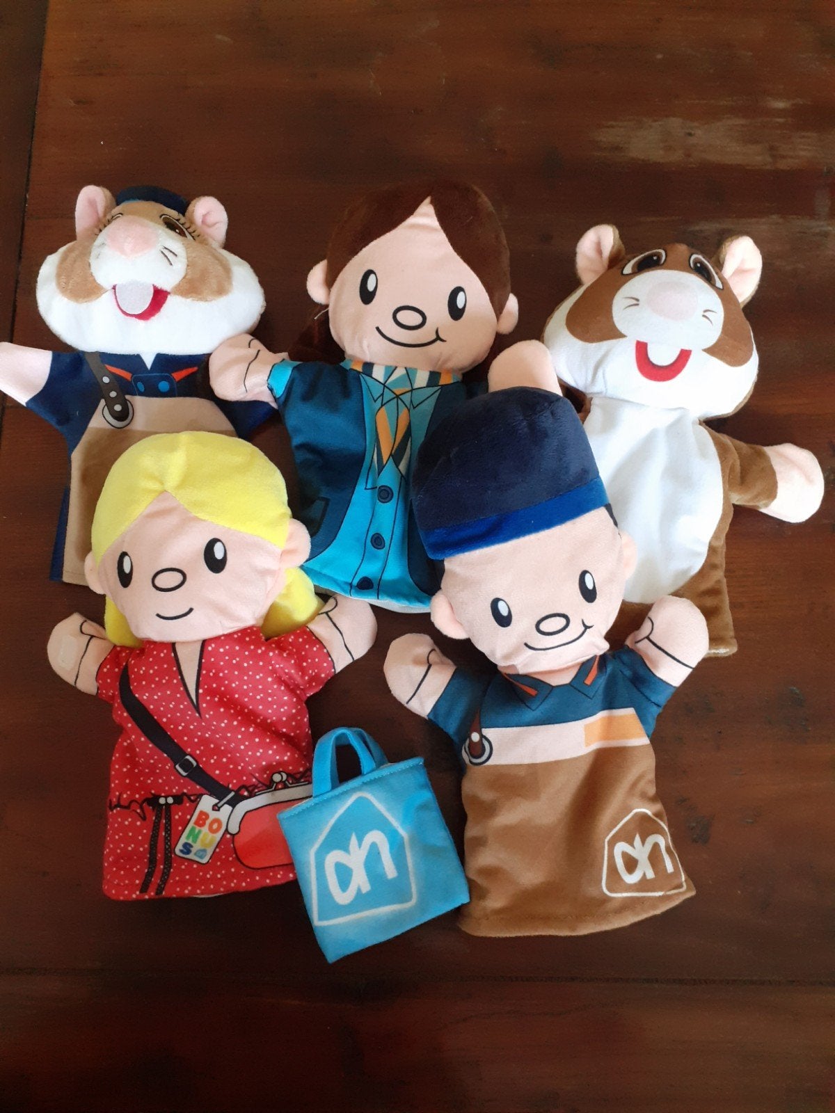 Albert Heijn handpoppen poppenkastpoppen plus tasje, Ophalen of Verzenden, Zo goed als nieuw, Pop