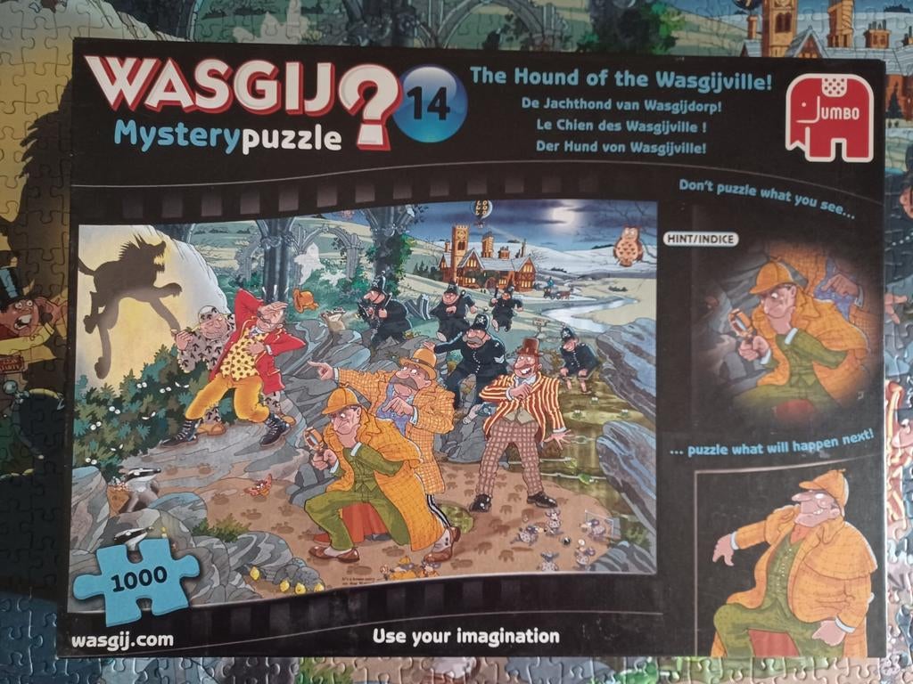 Wasgij Mystery puzzel nr 14 De Jachthond van Wasgijdorp 1000, Ophalen, 500 t/m 1500 stukjes, Gebruikt, Legpuzzel