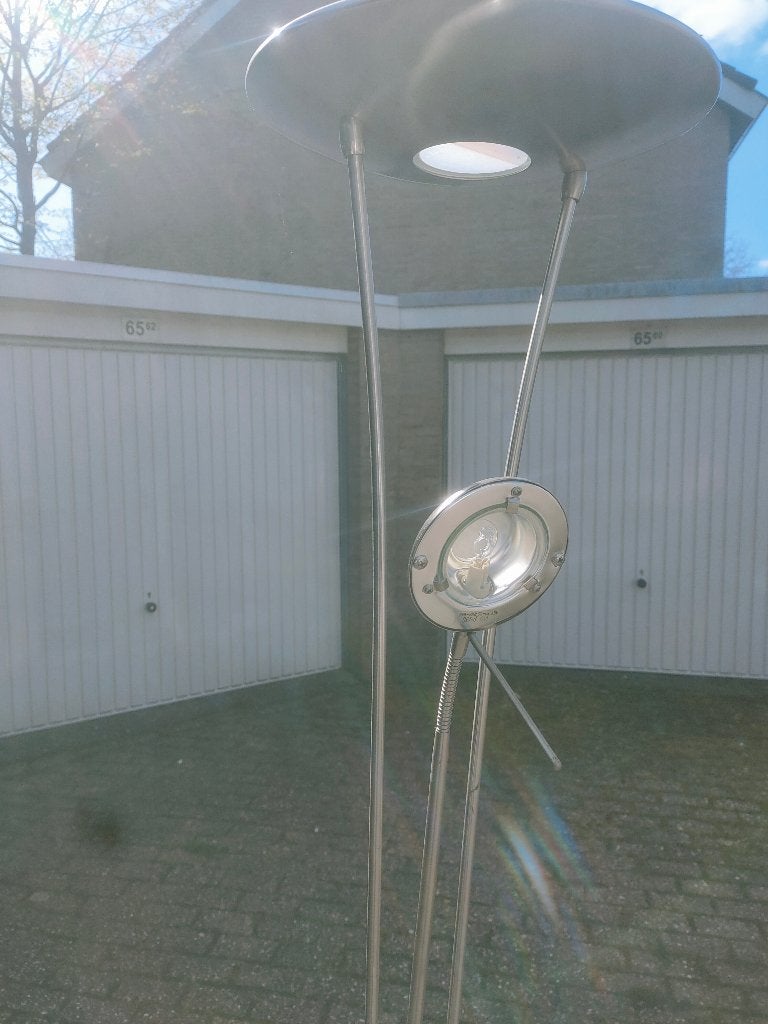 Massive Staande LED leeslamp goud of zilver., Ophalen, Gebruikt, 200 cm of meer, Glas