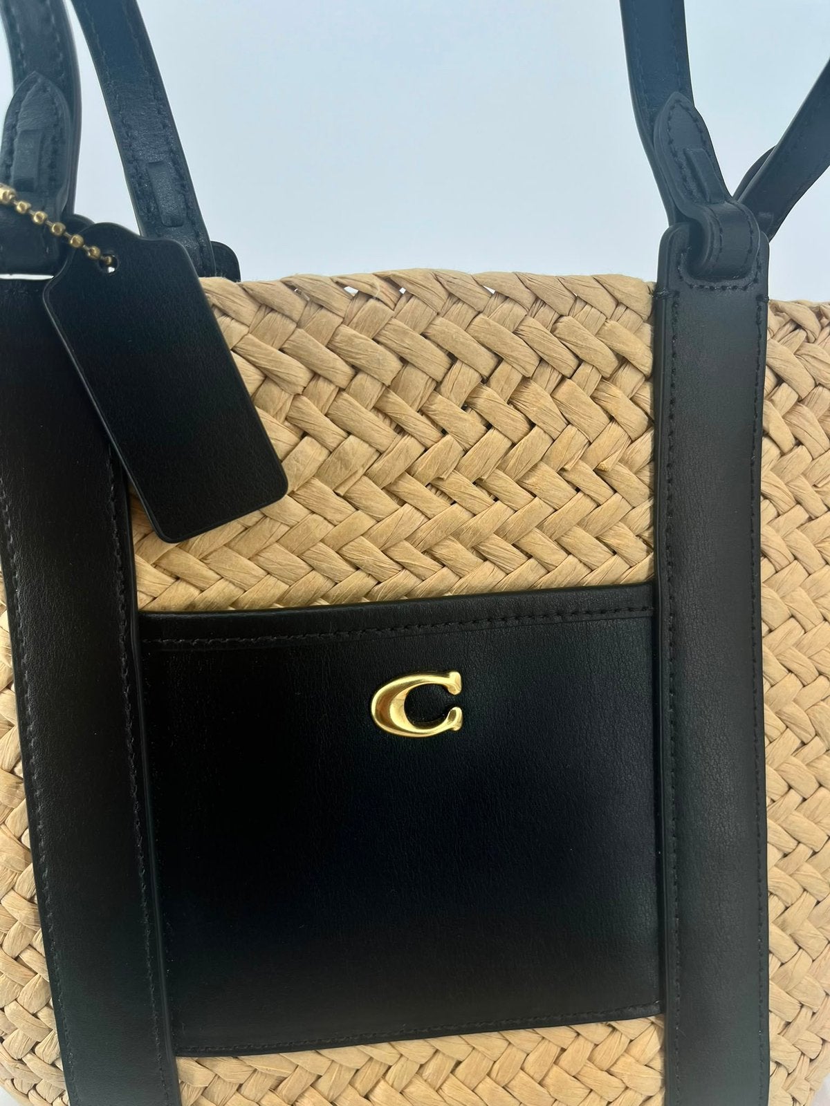 Coach Small Straw Pocket Tote, Sieraden, Tassen en Uiterlijk, Coach, Zwart, Shopper, Coach