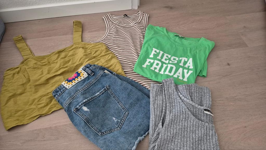 Zomerkleding pakket: 3 topjes, 1 shirt, 1 short (Maat L), Ophalen of Verzenden, Gedragen, Maat 38/40 (M), Korte mouw