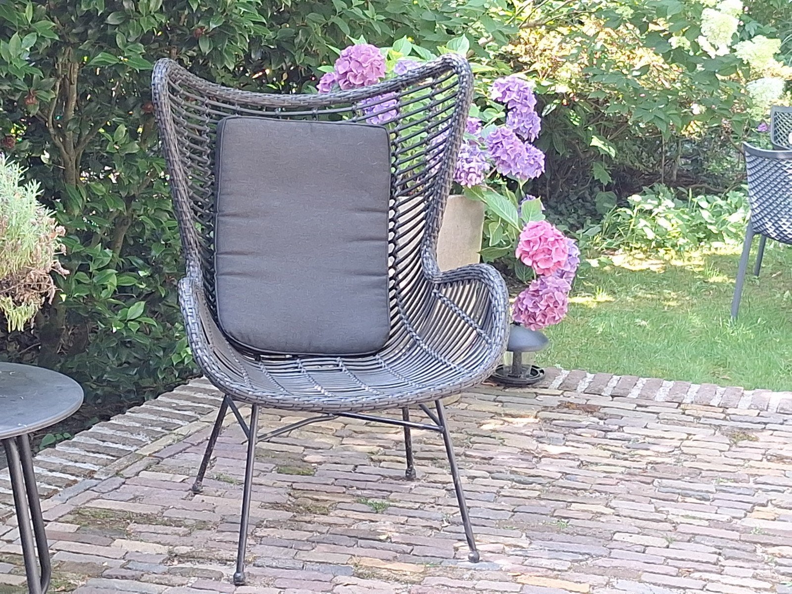 GEZOCHT: Bobbi Wicker Tuinstoel zwart vd Karwei, Ophalen of Verzenden, Gebruikt, Wicker