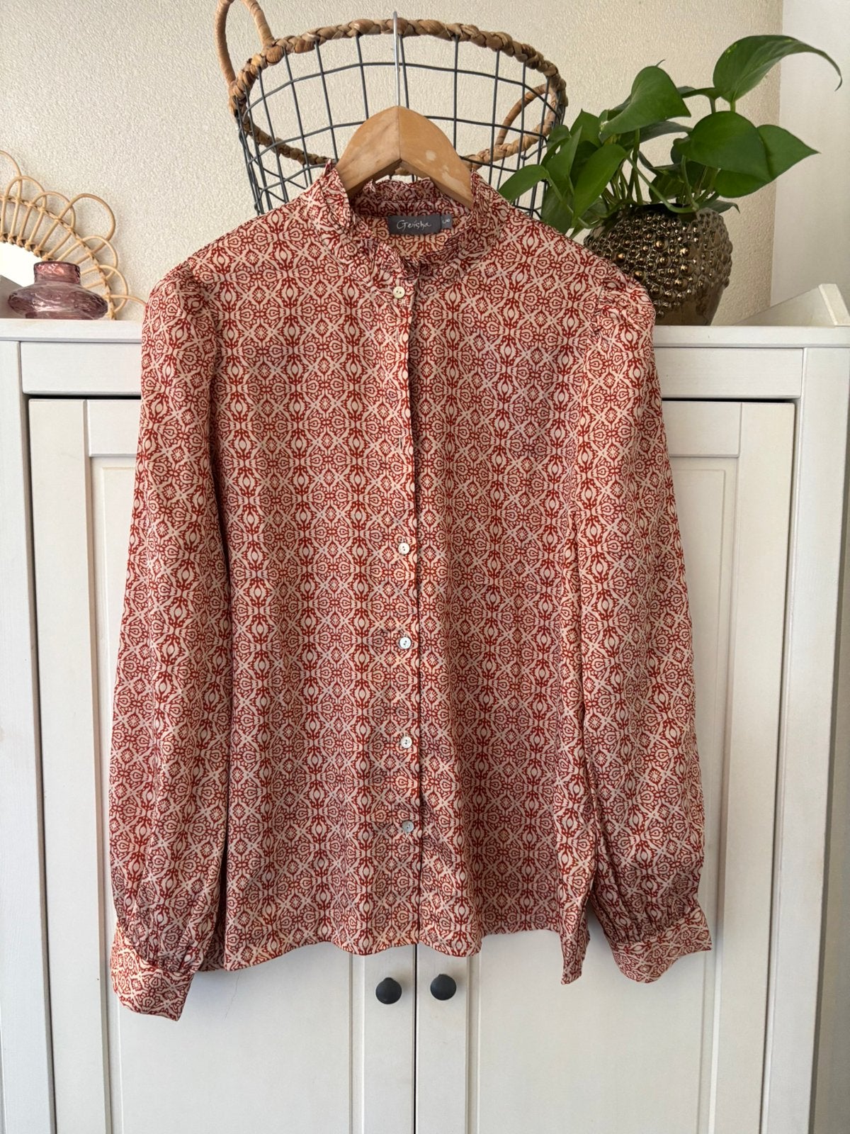 Geisha blouse maat L, Kleding | Dames, Blouses en Tunieken, Ophalen of Verzenden, Zo goed als nieuw, Maat 42/44 (L), Oranje