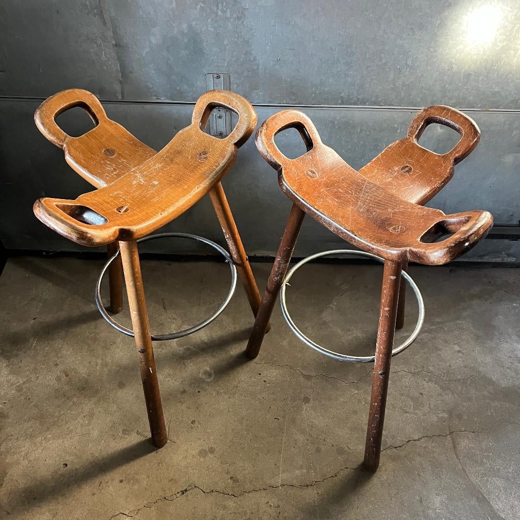 2 Barkrukken Marbella Sergio Rodrigues Conoform, Huis en Inrichting, Barkrukken, Gebruikt, Met voetsteun, 60 tot 90 cm, Marbella