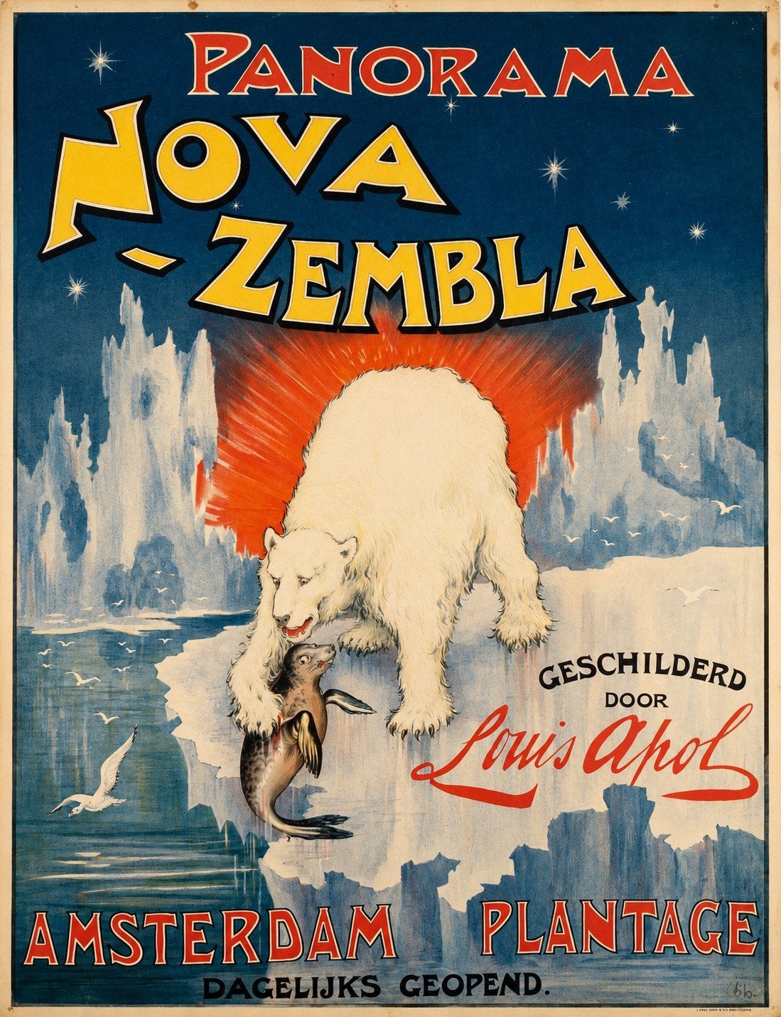 Vintage Panorama Nova Zembla Poster - Louis Apol, Ophalen of Verzenden, Gebruikt